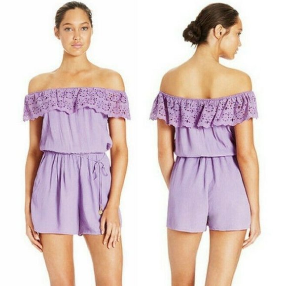 Tigerlily Pants - TIGERLILY Lozents Lilac Mauve Broderie Off The Shoulder Playsuit NWT RRP$170